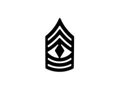 US Army Chevron Sta-Black Subdued Metal - First Sergeant (1SG)